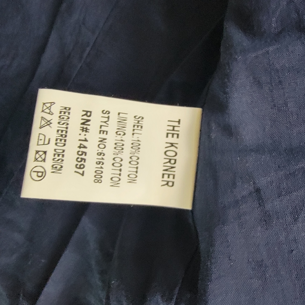 The Korner womens Navy Blue Blazer Suit Jacket Size Medium 100% Cotton - Picture 13 of 15